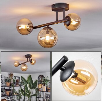 Chehalis Plafoniera, Lampada a sfera Ambrato, 3-Luci