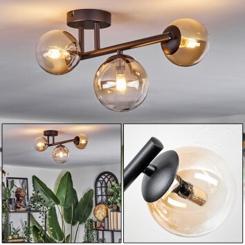Chehalis Plafoniera, Lampada a sfera Ambrato, Chiaro, 3-Luci