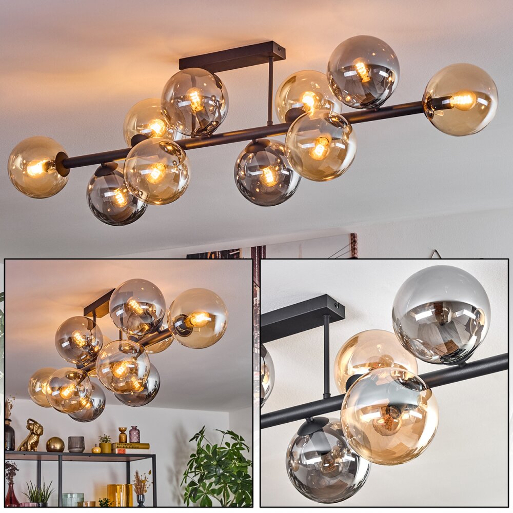 Gastor Plafoniera, Lampada a sfera Ambrato, Grigio fumo, 10-Luci main product photo