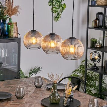 Koyoto Lampadario a sospensione, Lampada a sfera, Lampada a sospensione Ambrato, Chiaro, 3-Luci