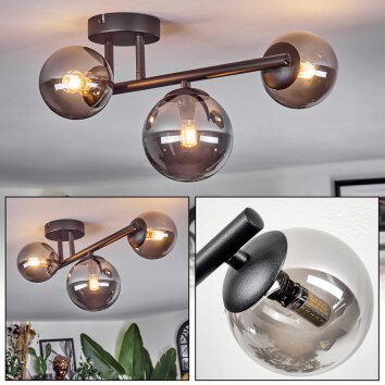 Chehalis Plafoniera, Lampada a sfera Grigio fumo, 3-Luci