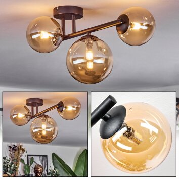 Chehalis Plafoniera, Lampada a sfera Ambrato, 3-Luci