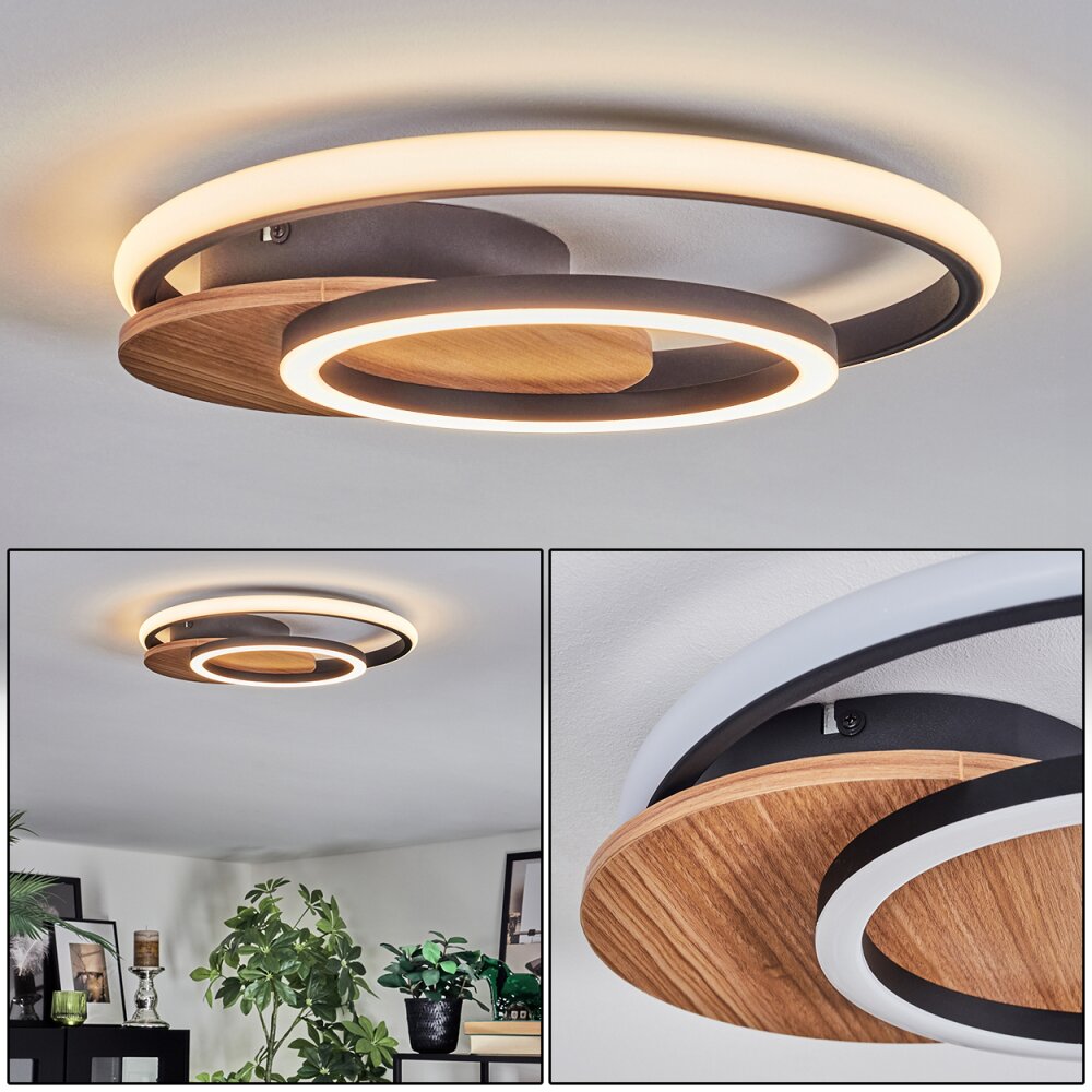 Rapoila Plafoniera LED Aspetto del legno, Nero, 1-Luce main product photo