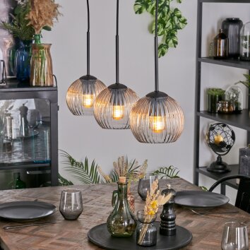 Koyoto Lampadario a sospensione, Lampada a sfera, Lampada a sospensione Ambrato, Chiaro, 3-Luci