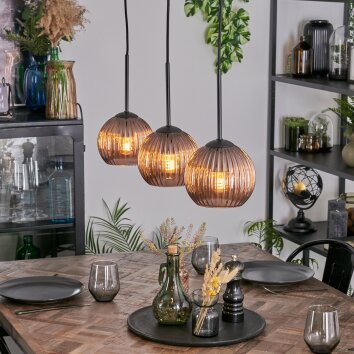 Koyoto Lampadario a sospensione, Lampada a sfera, Lampada a sospensione Ramato, 3-Luci