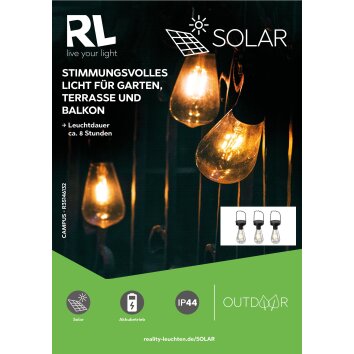 Reality Campus Lampada solare LED Nero, 3-Luci