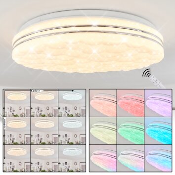 Savardeix Plafoniera LED Cromo, Bianco, 1-Luce, Telecomando, Cambia colore