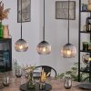 Koyoto Lampadario a sospensione, Lampada a sfera, Lampada a sospensione Chiaro, Grigio fumo, 3-Luci