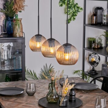 Koyoto Lampadario a sospensione, Lampada a sfera, Lampada a sospensione Ambrato, 3-Luci