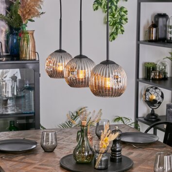 Ripoll Lampadario a sospensione, Lampada a sfera, Lampada a sospensione Cromo, Grigio fumo, 3-Luci Ripoll Lampadario a sospensione, Lampada a sfera, Lampada a sospensione Cromo, Grigio fumo, 3-Luci