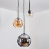 Koyoto Lampadario a sospensione, Lampada a sfera, Lampada a sospensione, Lampada a sospensione a cluster Ambrato, Chiaro, Grigio fumo, 3-Luci