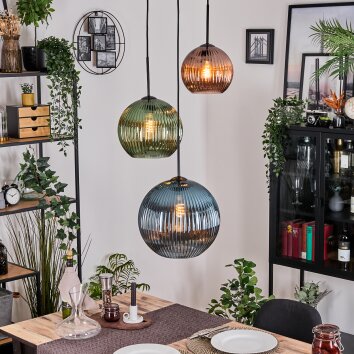 Koyoto Lampadario a sospensione, Lampada a sfera, Lampada a sospensione, Lampada a sospensione a cluster Blu, Verde, Ramato, 3-Luci Koyoto Lampadario a sospensione, Lampada a sfera, Lampada a sospensione, Lampada a sospensione a cluster Blu, Verde, Ramato, 3-Luci