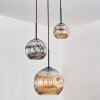 Ripoll Lampadario a sospensione, Lampada a sfera, Lampada a sospensione, Lampada a sospensione a cluster Ambrato, Cromo, Grigio fumo, 3-Luci