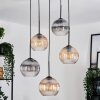 Koyoto Lampadario a sospensione, Lampada a sfera, Lampada a sospensione a cluster Ambrato, Chiaro, Grigio fumo, 5-Luci