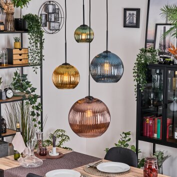 Koyoto Lampadario a sospensione, Lampada a sfera, Lampada a sospensione a cluster 35 cm Ambrato, Oro, Ramato, Grigio fumo, 4-Luci