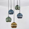 Koyoto Lampadario a sospensione, Lampada a sfera, Lampada a sospensione a cluster 45 cm Blu, Oro, Verde, 5-Luci
