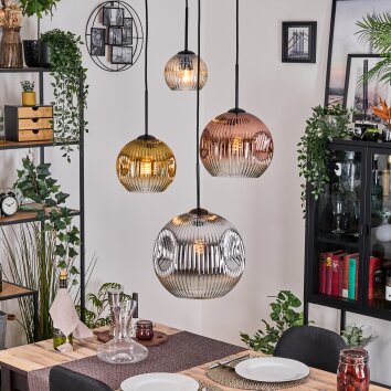 Ripoll Lampadario a sospensione, Lampada a sfera, Lampada a sospensione a cluster Ambrato, Cromo, Oro, Chiaro, Ramato, Grigio fumo, 4-Luci