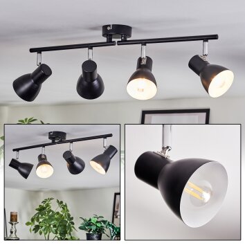 Farel Plafoniera, Faretto da soffitto Cromo, Nero, 4-Luci