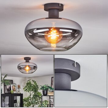 Mertola Plafoniera Chiaro, Grigio fumo, 1-Luce