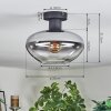 Mertola Plafoniera Chiaro, Grigio fumo, 1-Luce