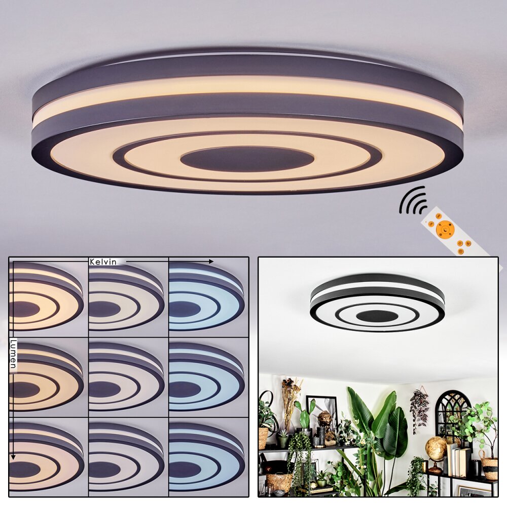 Ganor Plafoniera LED Nero, Bianco, 1-Luce, Telecomando main product photo