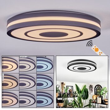 Ganor Plafoniera LED Nero, Bianco, 1-Luce, Telecomando