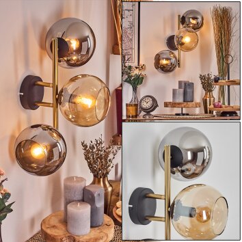 Koyoto Lampada a sfera, Applique Oro, Nero, 3-Luci