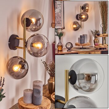 Gastor Lampada a sfera, Applique Oro, Nero, 3-Luci