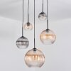 Koyoto Lampadario a sospensione, Lampada a sfera, Lampada a sospensione a cluster Ambrato, Chiaro, Grigio fumo, 5-Luci