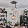 Koyoto Lampadario a sospensione, Lampada a sfera, Lampada a sospensione a cluster Ambrato, Chiaro, Grigio fumo, 5-Luci