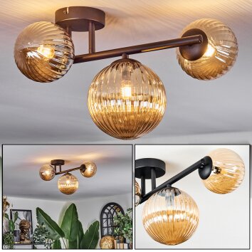 Chehalis Plafoniera, Lampada a sfera Ambrato, 3-Luci