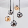 Ripoll Lampadario a sospensione, Lampada a sfera, Lampada a sospensione a cluster Ambrato, Grigio fumo, 5-Luci