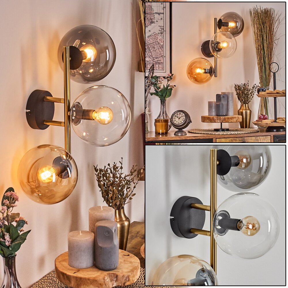 Gastor Lampada a sfera, Applique Oro, Nero, 3-Luci main product photo