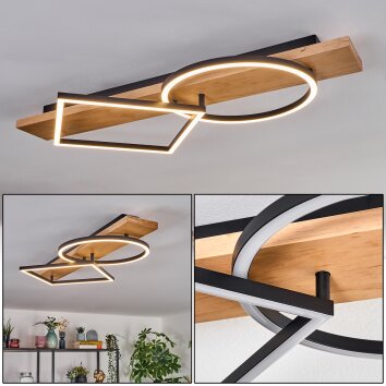 Pompu Plafoniera LED Legno chiaro, Nero, 1-Luce