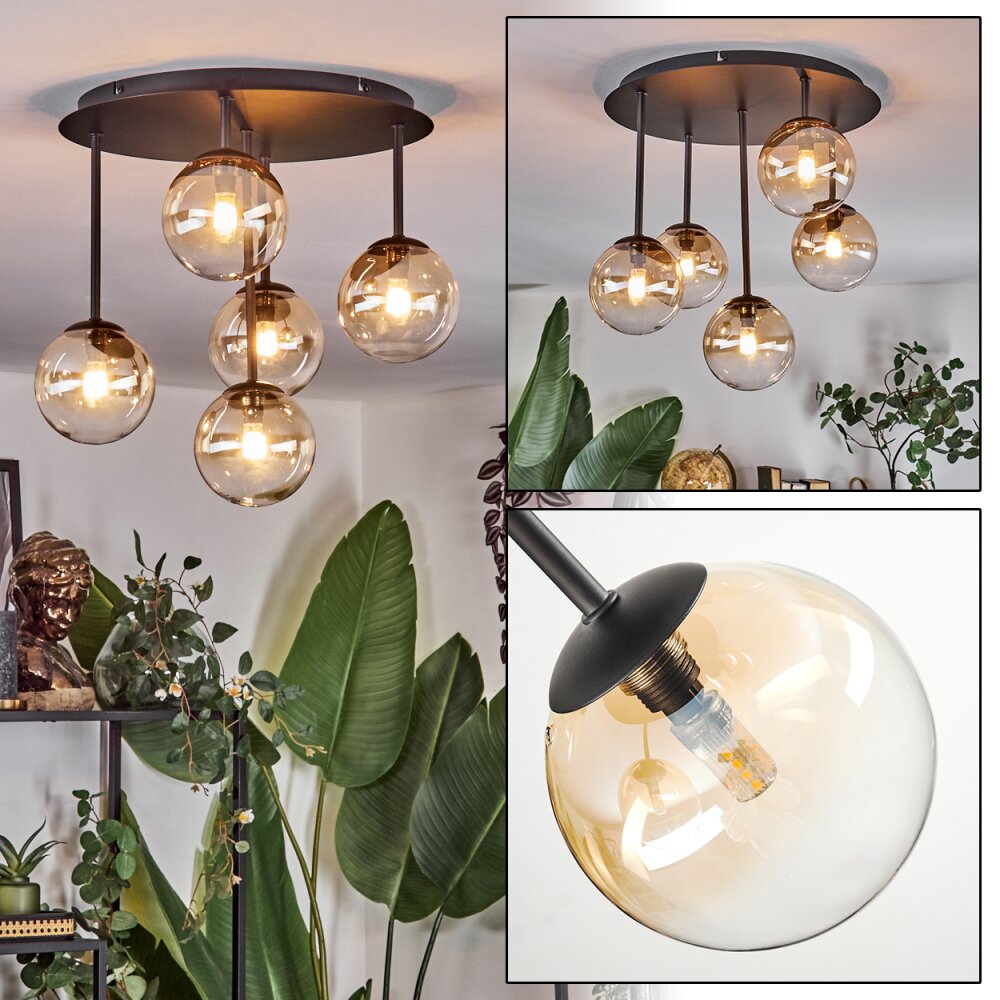 Chehalis Plafoniera, Lampada a sfera Ambrato, Chiaro, 5-Luci main product photo