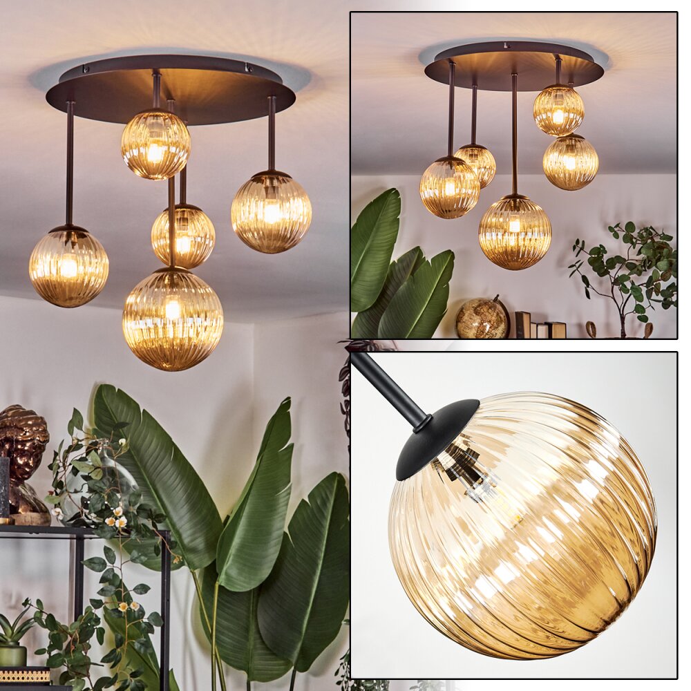 Chehalis Plafoniera, Lampada a sfera Ambrato, 5-Luci main product photo