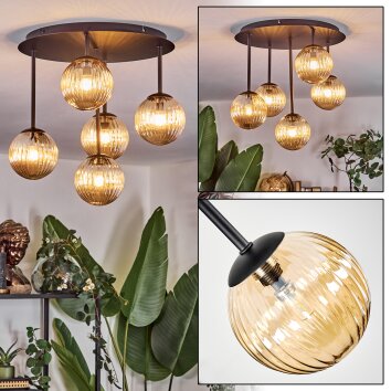 Chehalis Plafoniera, Lampada a sfera Ambrato, 5-Luci