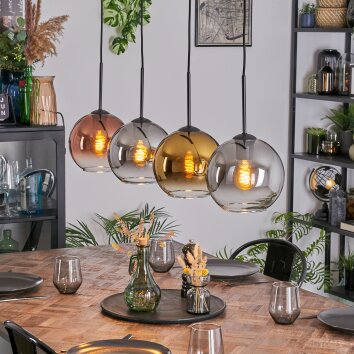 Koyoto Lampadario a sospensione, Lampada a sfera, Lampada a sospensione Oro, Chiaro, Ramato, Grigio fumo, 4-Luci