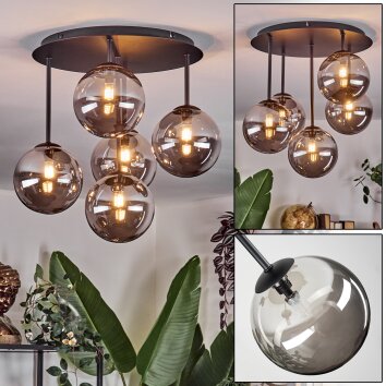 Chehalis Plafoniera, Lampada a sfera 45 cm Grigio fumo, 5-Luci