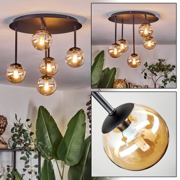 Chehalis Plafoniera, Lampada a sfera 39.5 cm Ambrato, 5-Luci