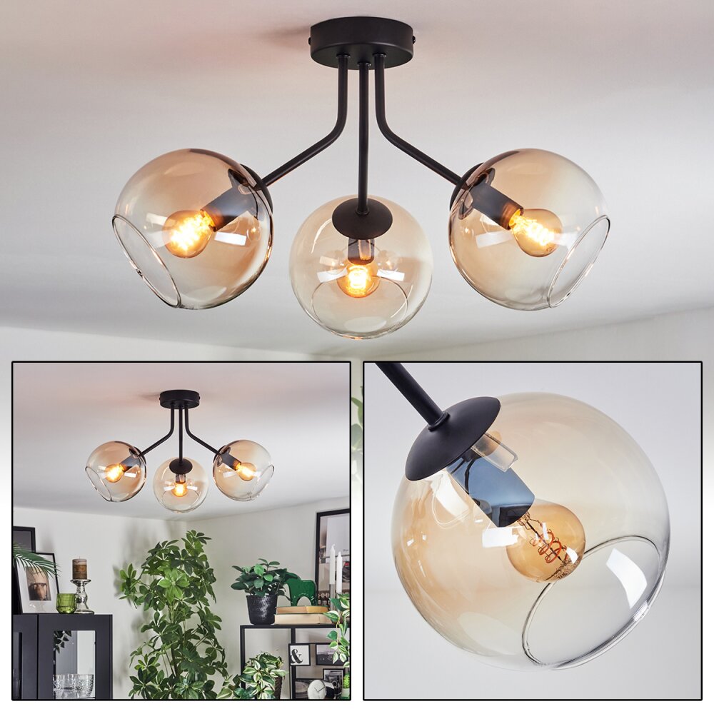 Koyoto Plafoniera, Lampada a sfera Ambrato, Chiaro, 3-Luci main product photo