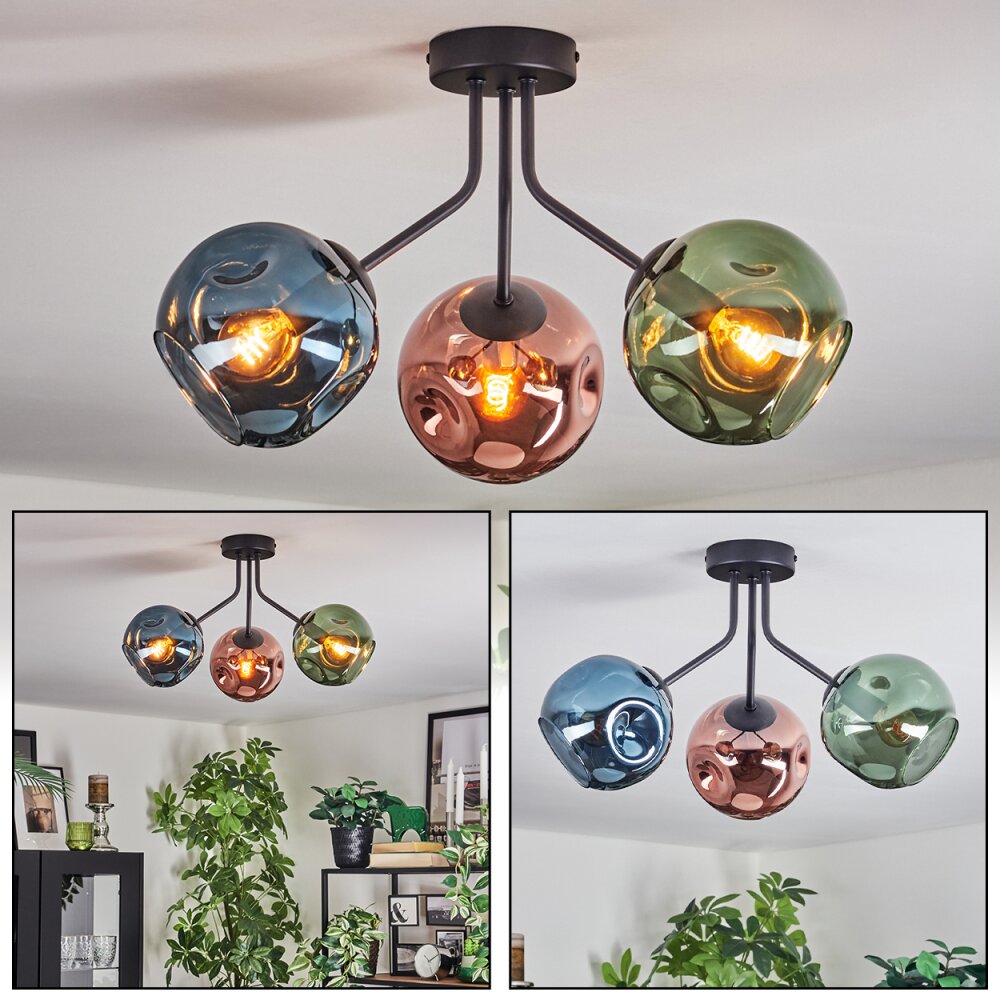 Ripoll Plafoniera, Lampada a sfera Blu, Verde, Ramato, 3-Luci main product photo
