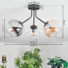 Gastor Plafoniera, Lampada a sfera 42 cm Ambrato, Chiaro, Grigio fumo, 3-Luci