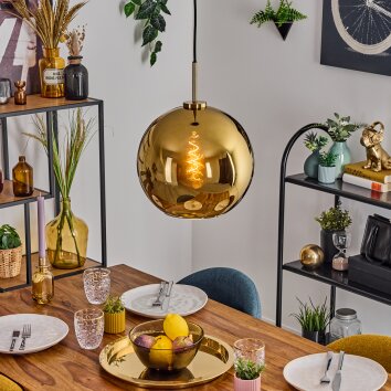 Koyoto Lampadario a sospensione, Lampada a sfera, Lampada a sospensione Oro, Nero, 1-Luce