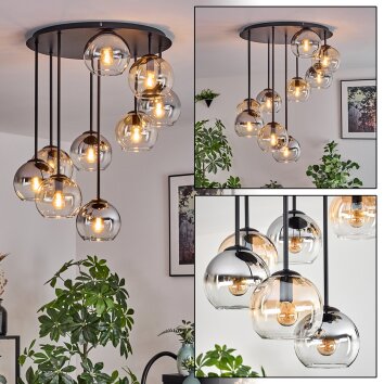 Koyoto Plafoniera, Lampada a sfera Ambrato, Chiaro, Grigio fumo, 9-Luci