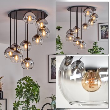 Koyoto Plafoniera, Lampada a sfera 57 cm Chiaro, Grigio fumo, 9-Luci