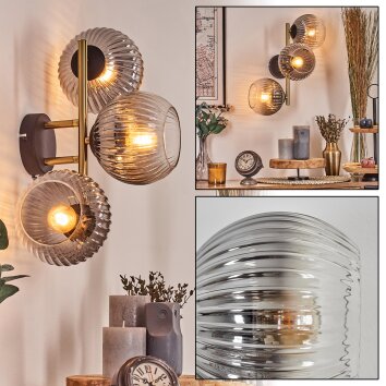 Koyoto Lampada a sfera, Applique Oro, Nero, 3-Luci