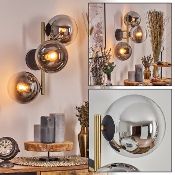Gastor Lampada a sfera, Applique 42 cm Oro, Nero, 3-Luci