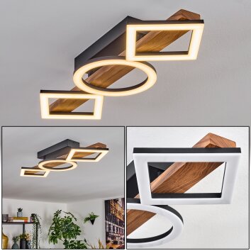 Tavon Plafoniera LED Legno scuro, Nero, 1-Luce