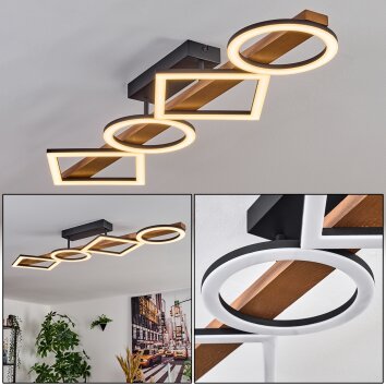 Tavon Plafoniera LED Legno scuro, Nero, 1-Luce